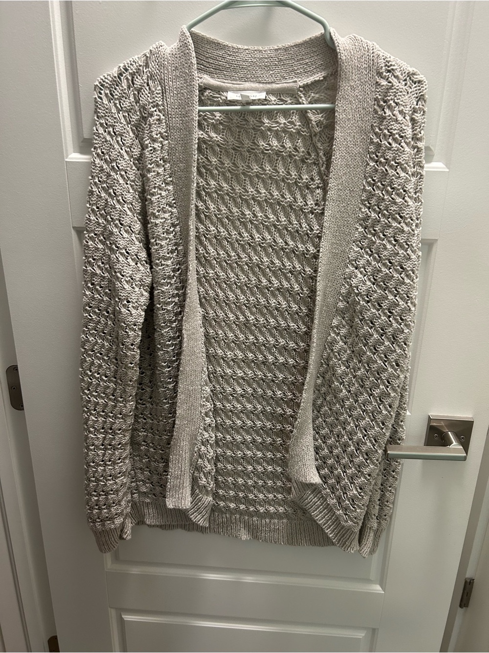 Light Cream Open-Front Knit Cardigan